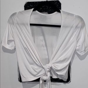 Tie crop too. Heavy material